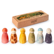 Grapat Houten Dieren Nins Set, The Animal Crew, 6-delig
