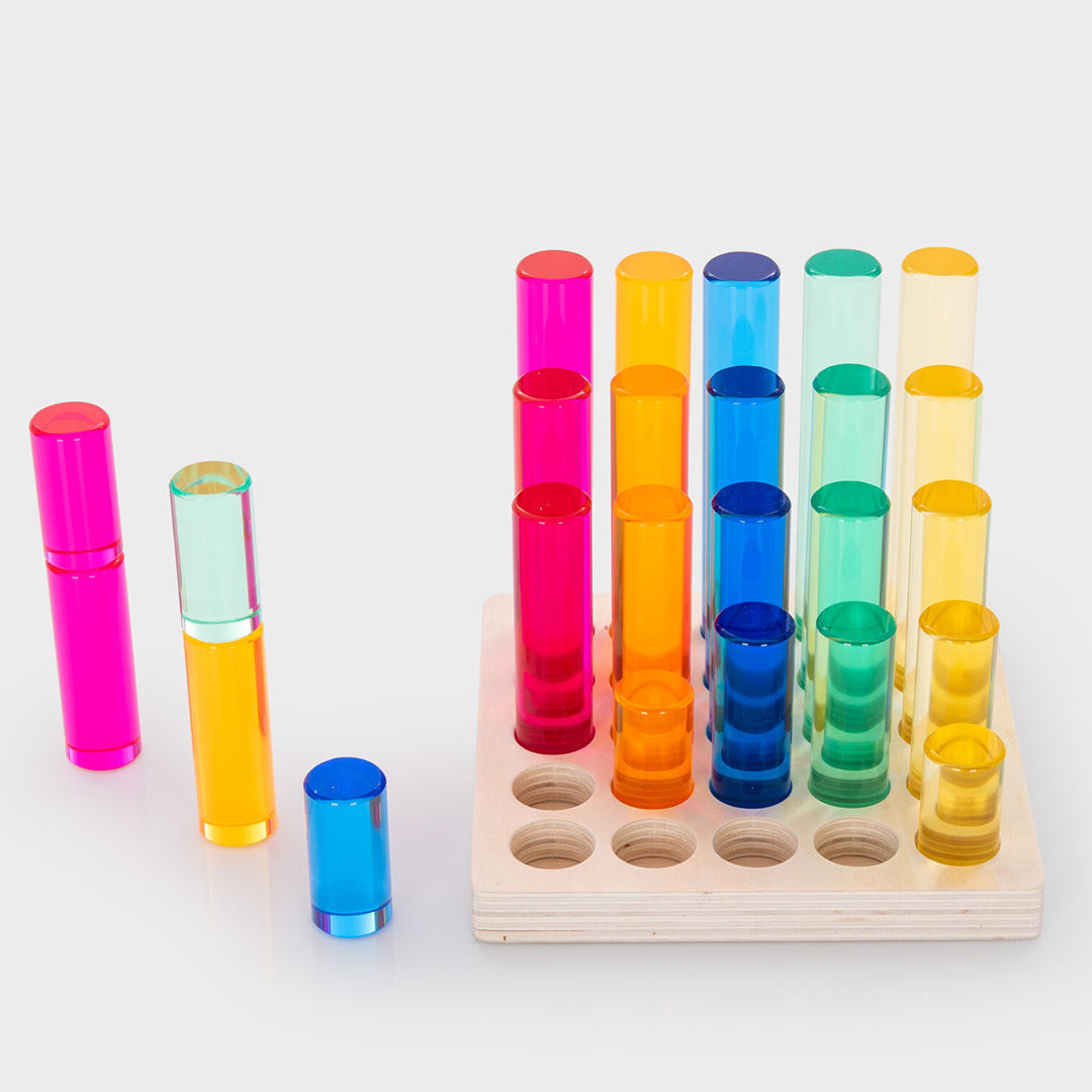 TickiT Blokkenset Gem Columns in houten tray - Gem Column Tray, 25-stuks