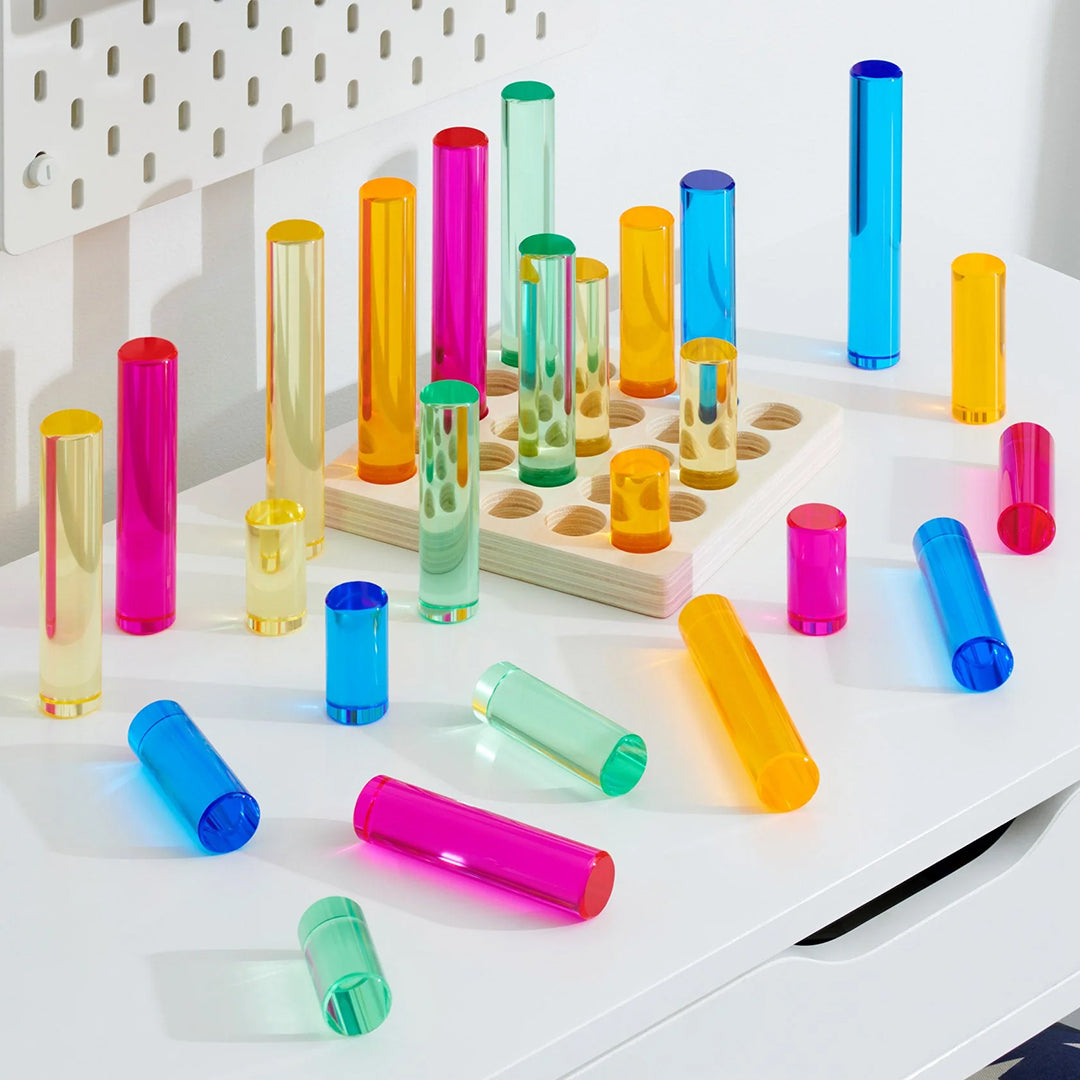 TickiT Blokkenset Gem Columns in houten tray - Gem Column Tray, 25-stuks