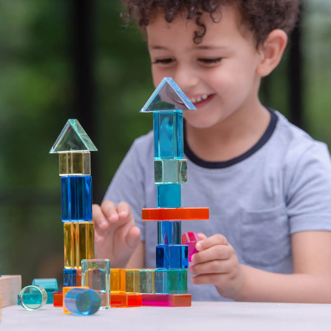 TickiT Blokkenset Gem Shapes in houten spiegelbak, 72-stuks