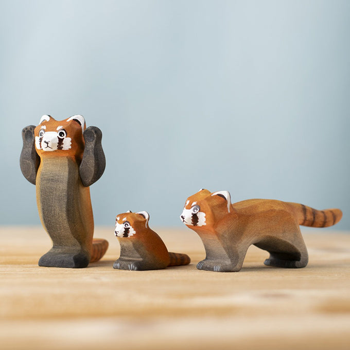 Bumbu Toys Houten Rode Panda Familie Set