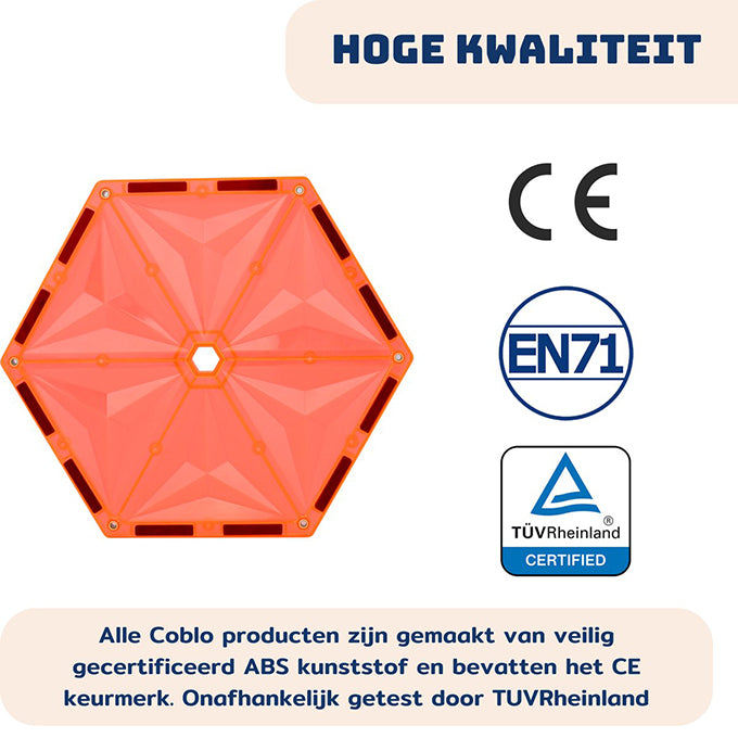 Coblo magnetische tegels hexagon pastel 6 stuks