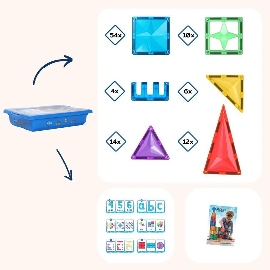 Coblo magnetische tegels classic 100 stuks in schoolbox