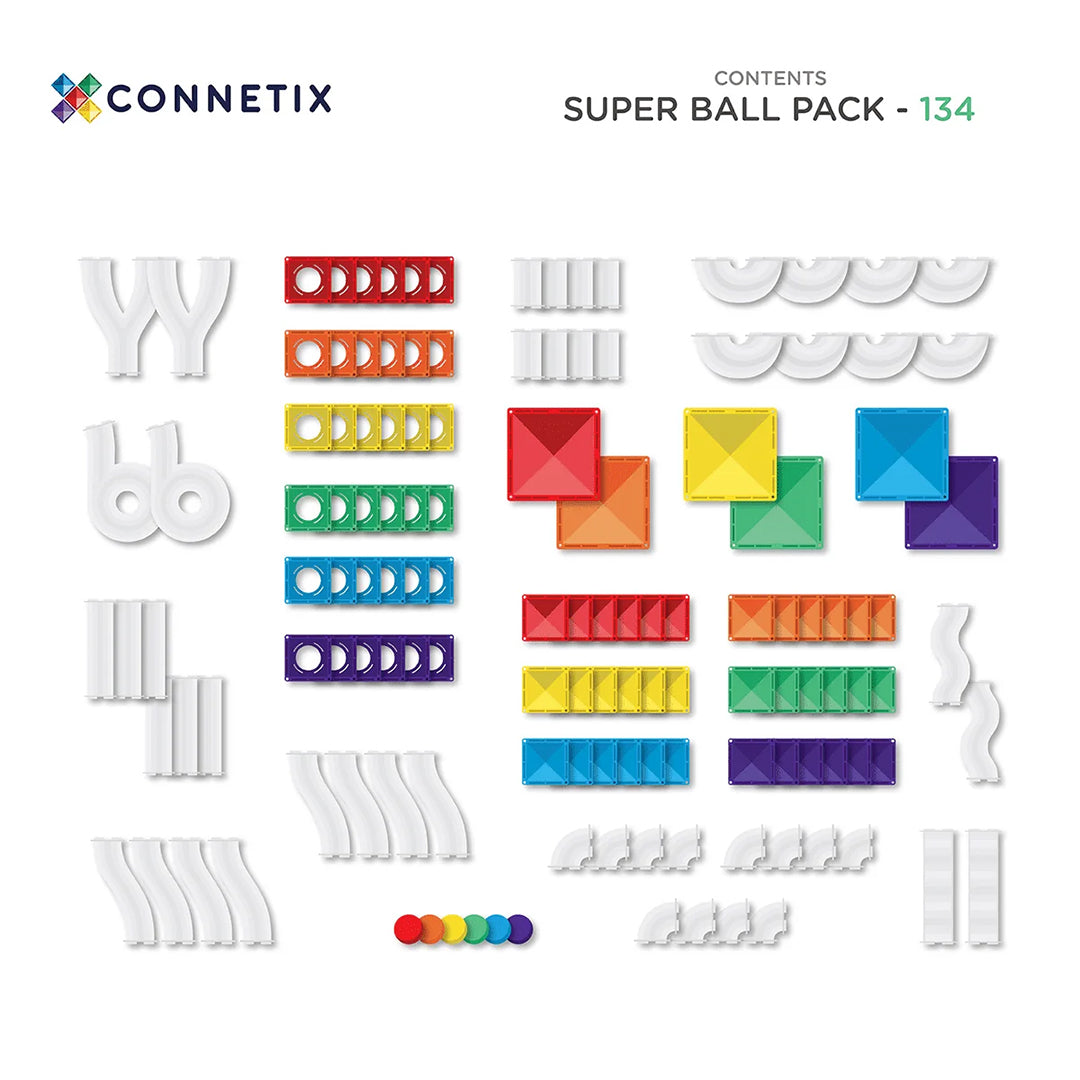 CONNETIX magnetische tegels - Super Ball Run pack - 134 stuks