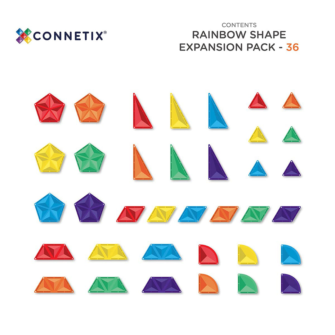 CONNETIX magnetische tegels rainbow - Shape Expansion pack - 36 stuks