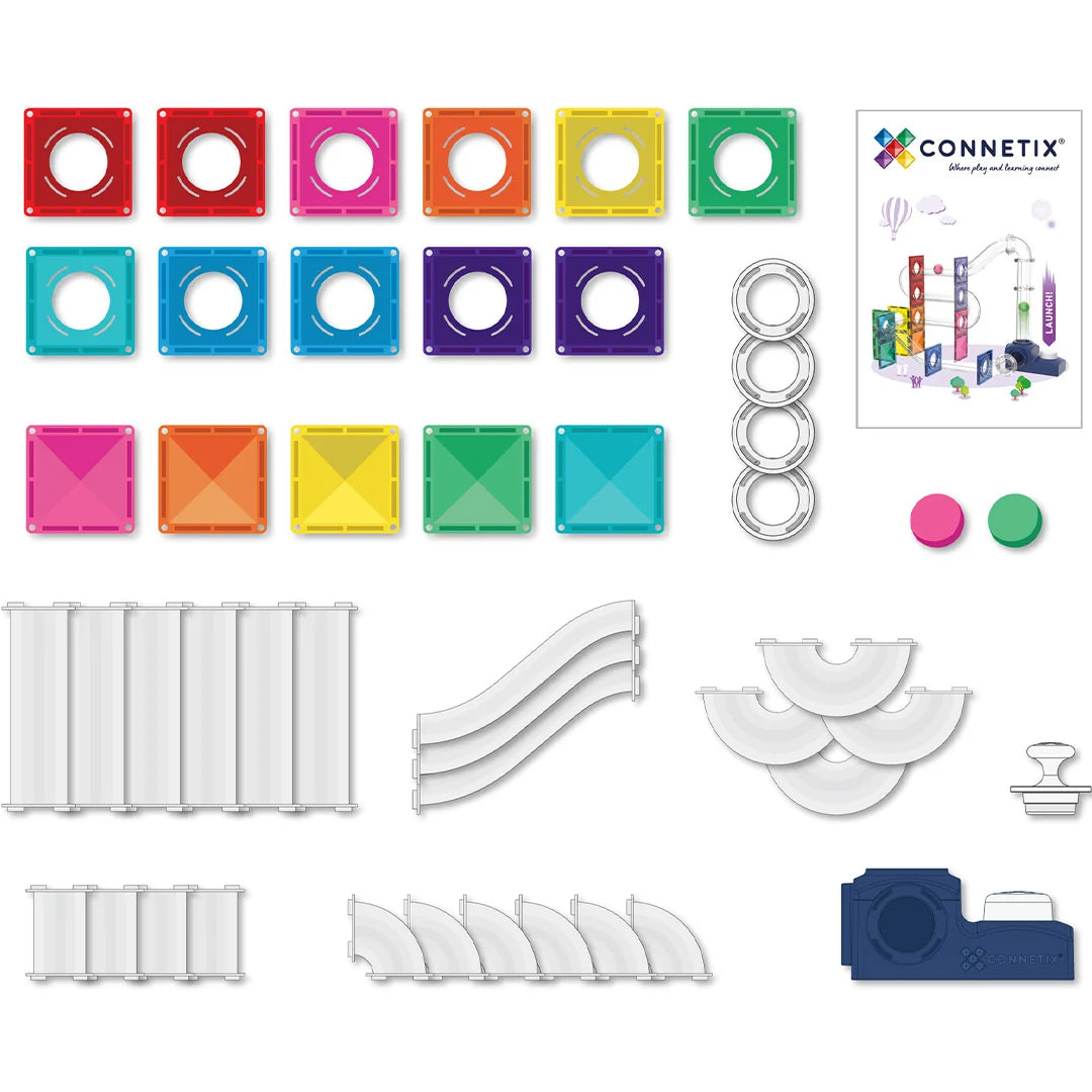 CONNETIX magnetische tegels - Ball Run Launcher pack - 47 stuks