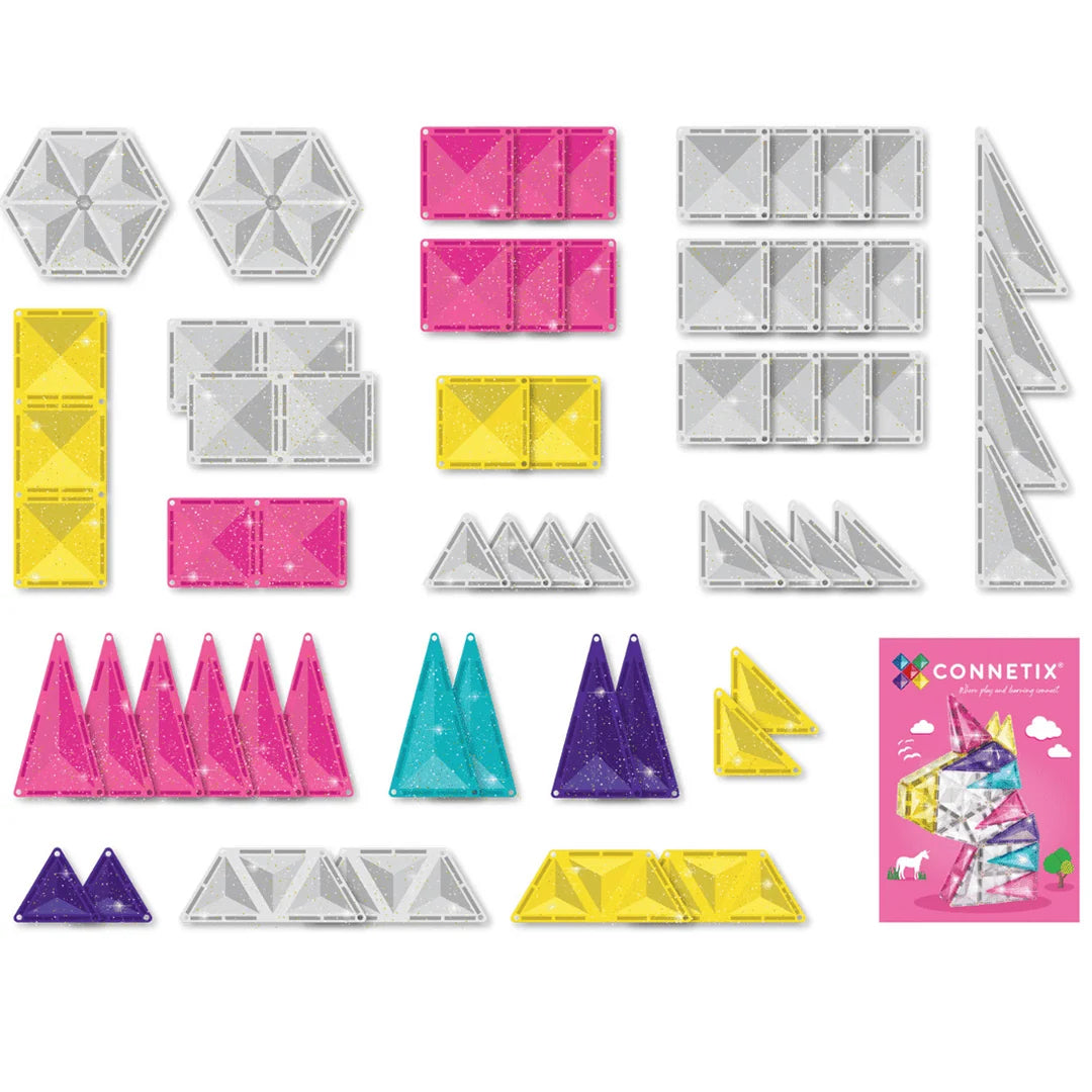 CONNETIX magnetische tegels - Glitter Unicorn Pack - 56 stuks