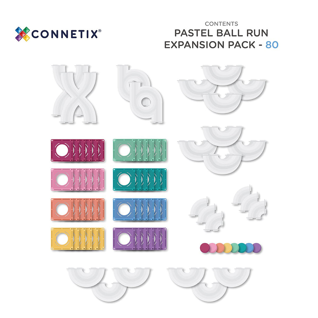 CONNETIX magnetische tegels pastel - Ball Run expansion pack - 80 stuks