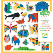Djeco vilten stickers, Dieren overal!, 60 stuks