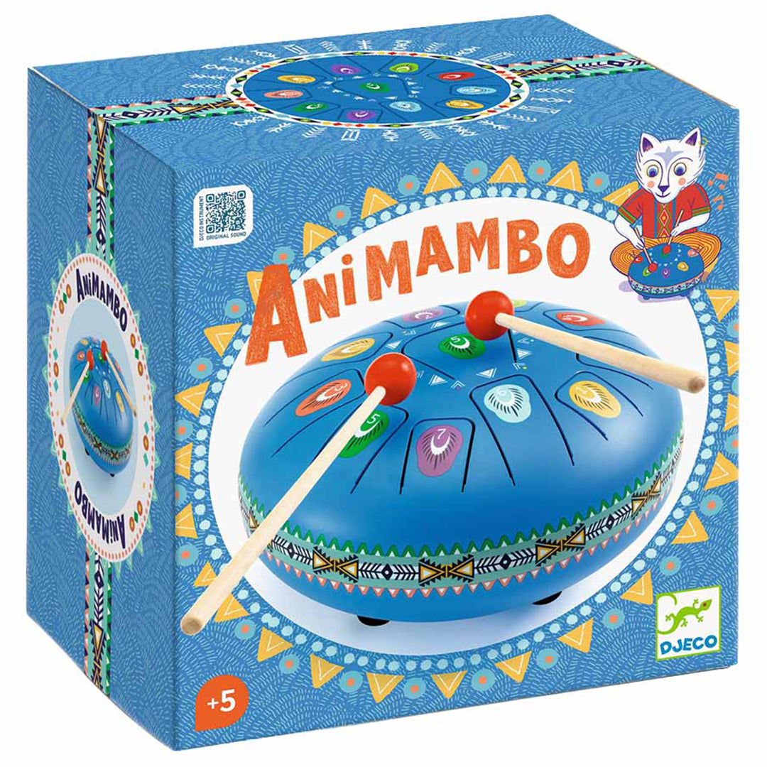 Djeco Grote Metalen Tongtrommel 'Animambo' 20 cm