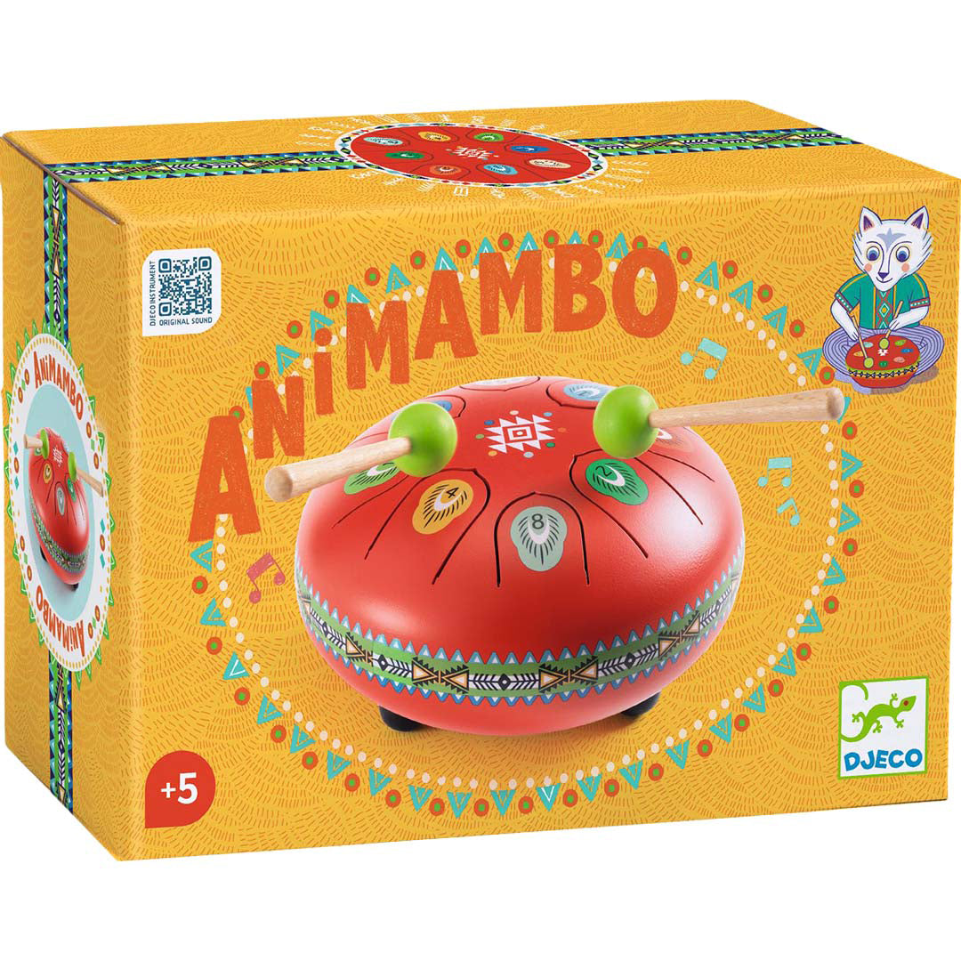 Djeco Metalen Tongtrommel 'Animambo' Rood 15 cm