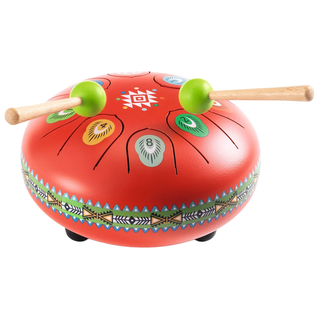 Djeco Metalen Tongtrommel 'Animambo' Rood 15 cm