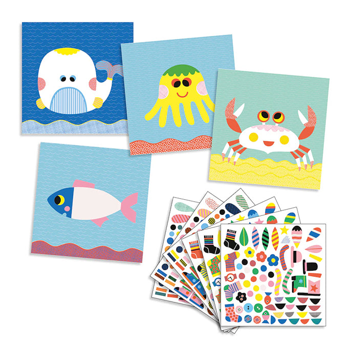Djeco Dieren Creëren met stickers, Zeedieren 3+