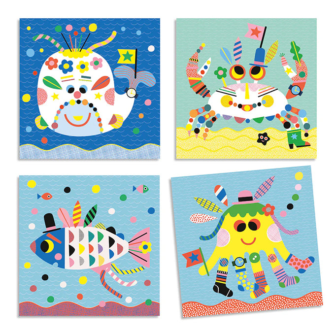 Djeco Dieren Creëren met stickers, Zeedieren 3+