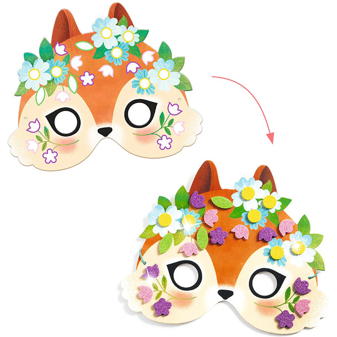 Djeco DIY set, Maskers versieren - Bosdieren 4+