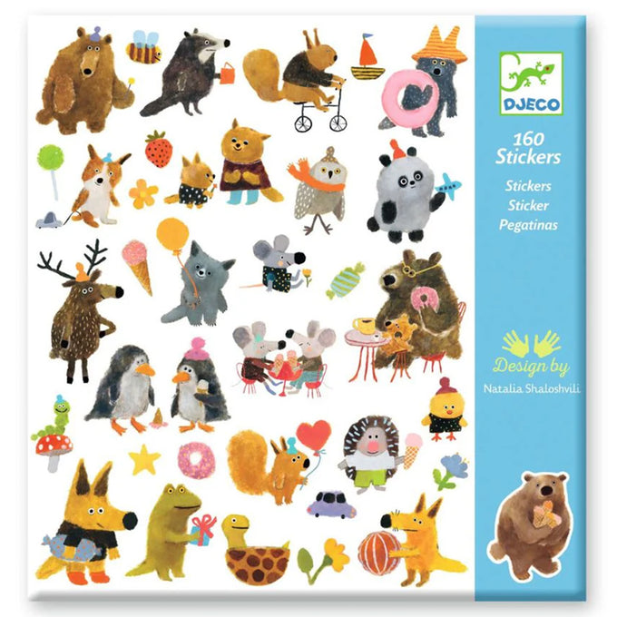 Djeco Stickers, Fluffy Friends, 160 stuks