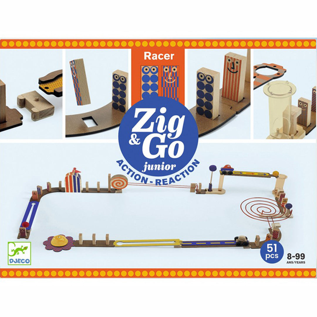 Djeco Zig & Go, Actie-Reactie-Baan Junior Racer, 51-delig