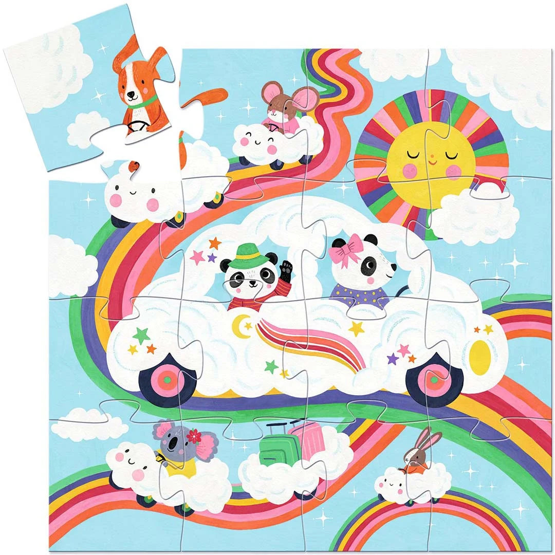 Djeco puzzel wolkenauto, 16 st, 25x25 cm