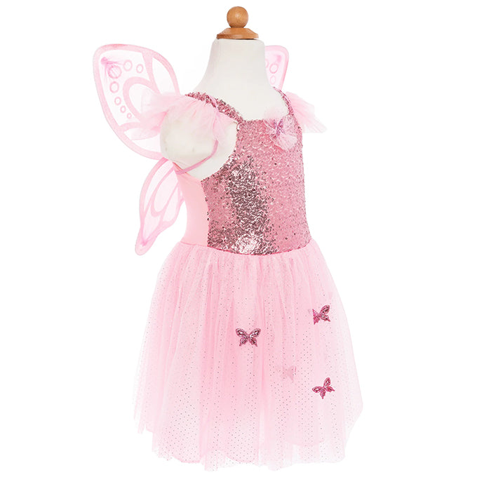 Great Pretenders, Elfenjurk / Vlinderjurk met vleugels, Pink Butterfly Dress, 5-7 jaar