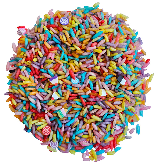Grennn Voordeelset - Grote Speelbak + 750 gram speelrijst Candy mix + schepje + pincet groen pastel