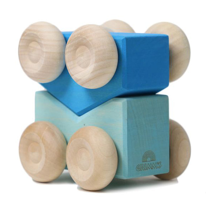 Grimm's houten Stapelauto's, 2 stuks, Blauw
