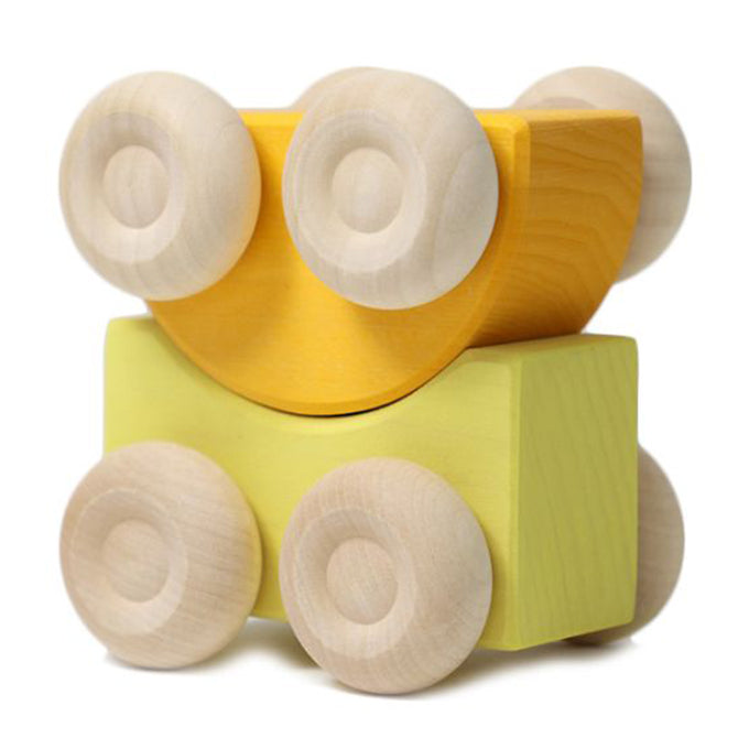 Grimm's houten Stapelauto's, 2 stuks, Geel