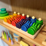 Houten houder voor Grapat Nins, ringen en munten, 60-delig
