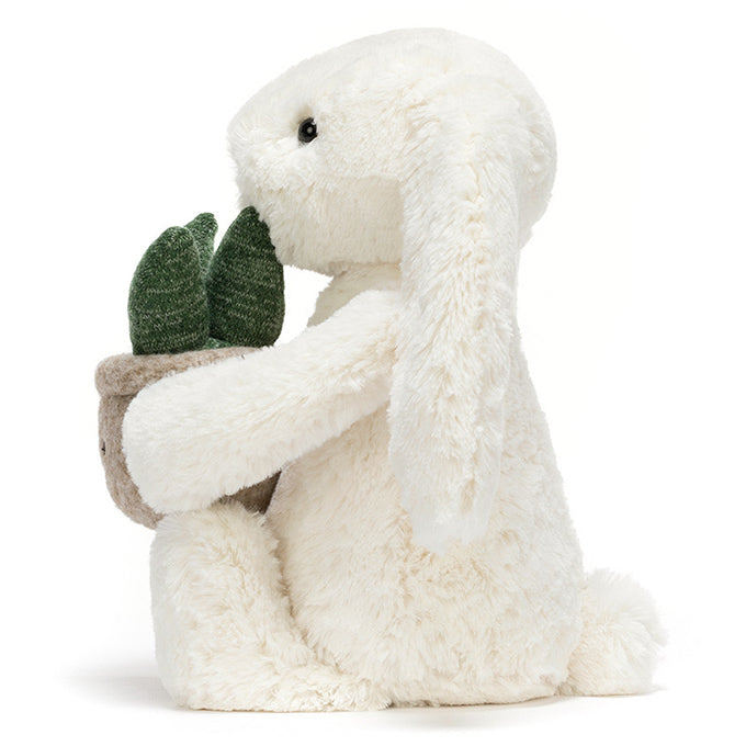 Jellycat Knuffel Konijn, Cream Bunny with Plant, 31cm