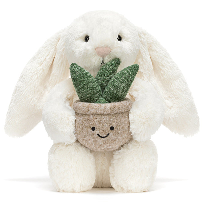Jellycat Knuffel Konijn, Cream Bunny with Plant, 31cm