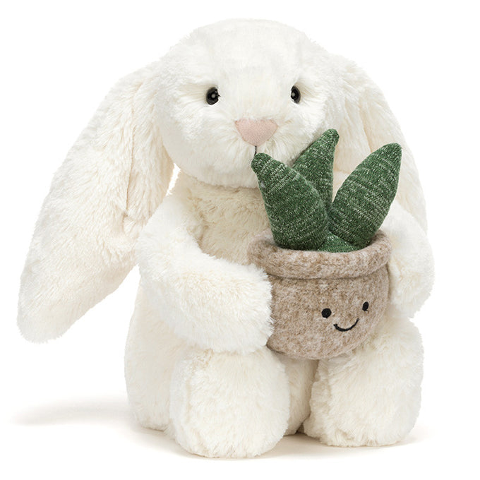 Jellycat Knuffel Konijn, Cream Bunny with Plant, 31cm