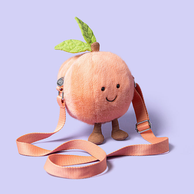 Jellycat Perzik Tasje, Amuseables Peach Shoulder Bag, 18cm