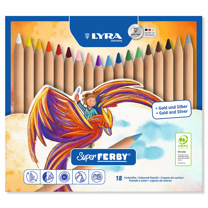 Lyra Kleurpotloden Super Ferby ongelakt, 18 stuks