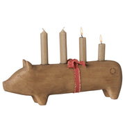 Maileg Houten Advent Kandelaar Varken, Candle holder Pig, Advent Large - Nature