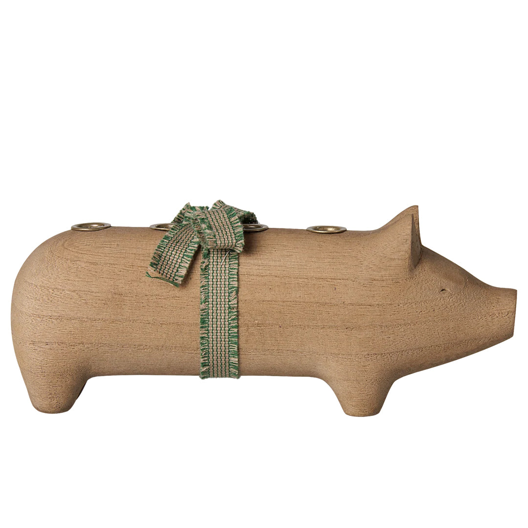 Maileg Houten Advent Kandelaar Varken, Candle holder Pig, Advent medium - Nature