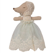 Maileg Baby Muis Mint, Mouse in gown - Mint