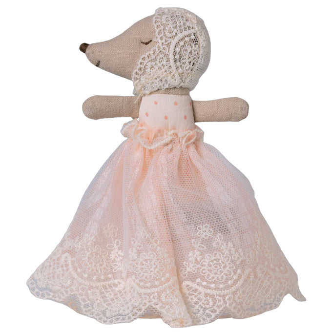 Maileg Baby Muis Roze, Mouse in gown - Powder
