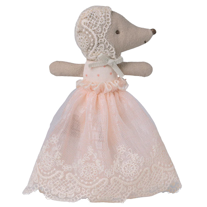 Maileg Baby Muis Roze, Mouse in gown - Powder