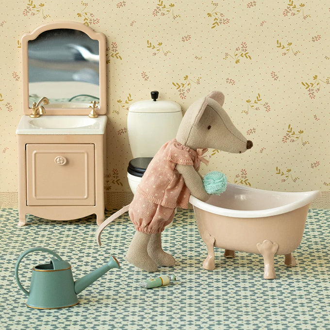 Maileg metalen Bad voor muizen, Bathtub, Mouse, Rose, 10cm lang