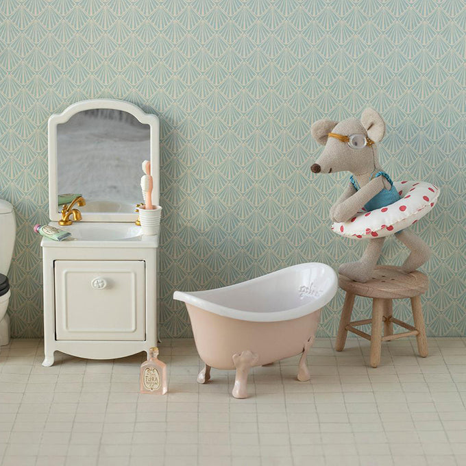 Maileg metalen Bad voor muizen, Bathtub, Mouse, Rose, 10cm lang