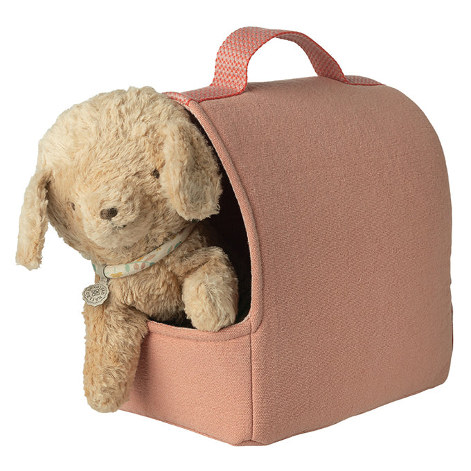 Maileg Knuffel Draagmand, Pet carrier - Coral