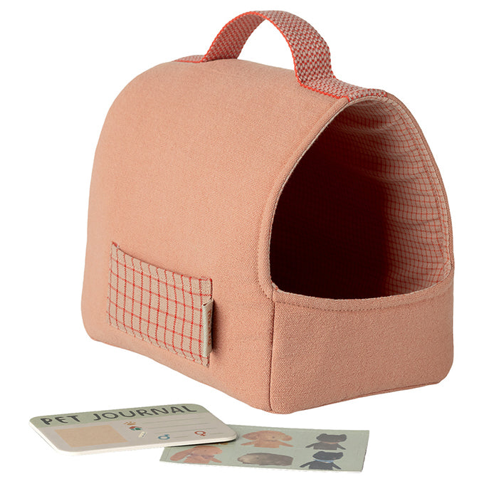 Maileg Knuffel Draagmand, Pet carrier - Coral