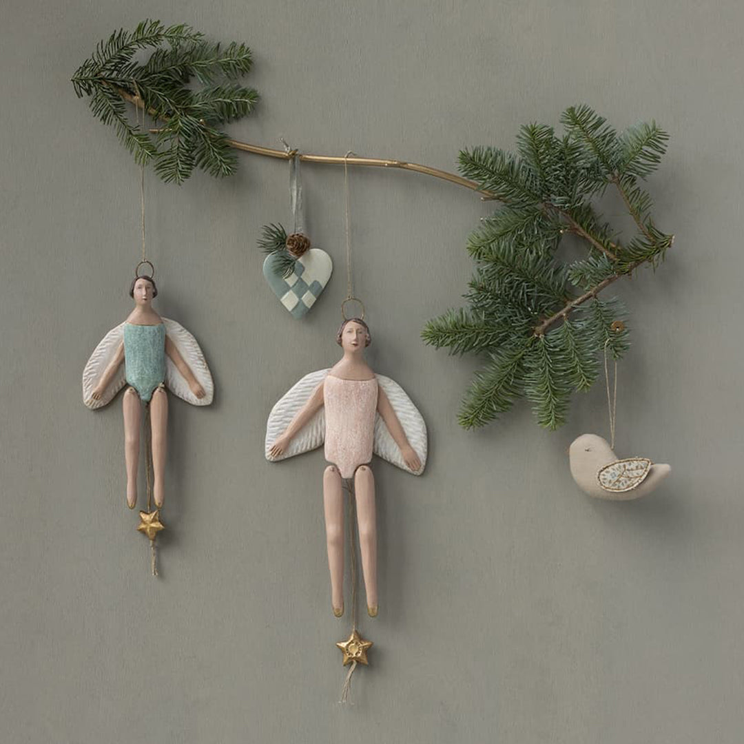 Maileg Engel trekpop, Angel jumping jack with halo, Medium - Rose, 26 cm