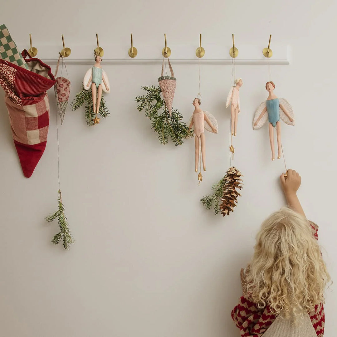 Maileg Engel trekpop, Angel jumping jack with halo, Medium - Rose, 26 cm