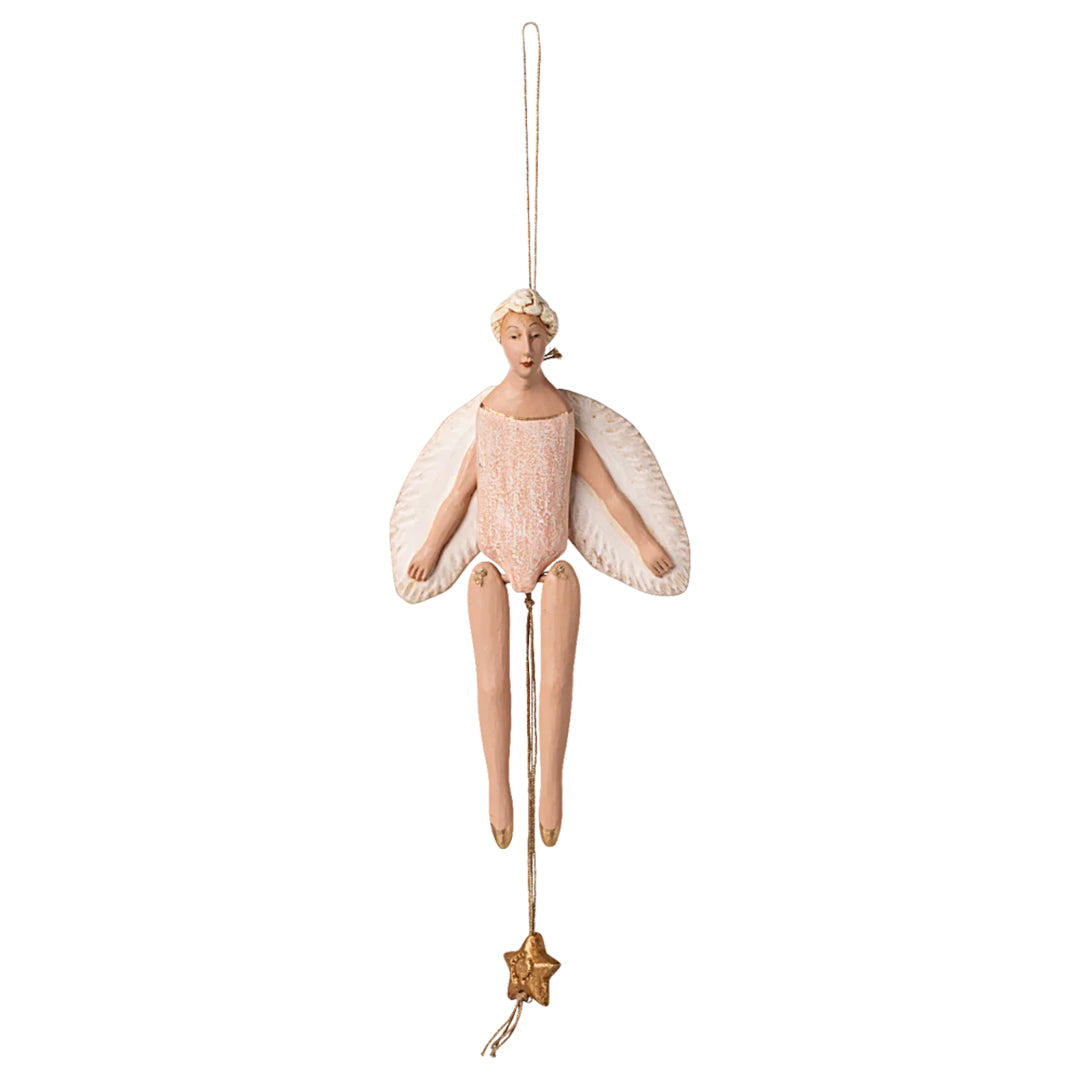 Maileg Engel trekpop, Angel jumping jack, Small - Rose, 20,5 cm