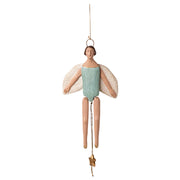 Maileg Engel trekpop, Angel jumping jack with halo, Medium - Light mint, 26 cm