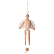 Maileg Engel trekpop, Angel jumping jack with halo, Medium - Rose, 26 cm