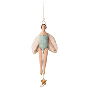Maileg Engel trekpop, Angel jumping jack with halo, Small - Mint, 20,5cm