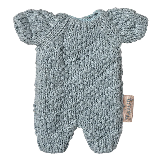 Maileg gebreid pakje voor baby konijntje, Knitted suit, Micro - Blue
