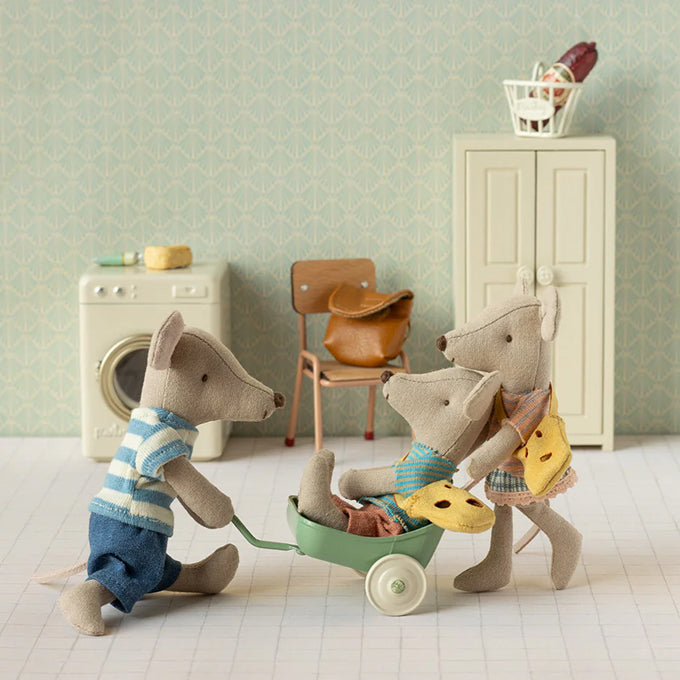 Maileg grote broer Muis met Rugzak, Tricycle mouse, Brown