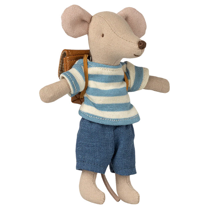 Maileg grote broer Muis met Rugzak, Tricycle mouse, Brown